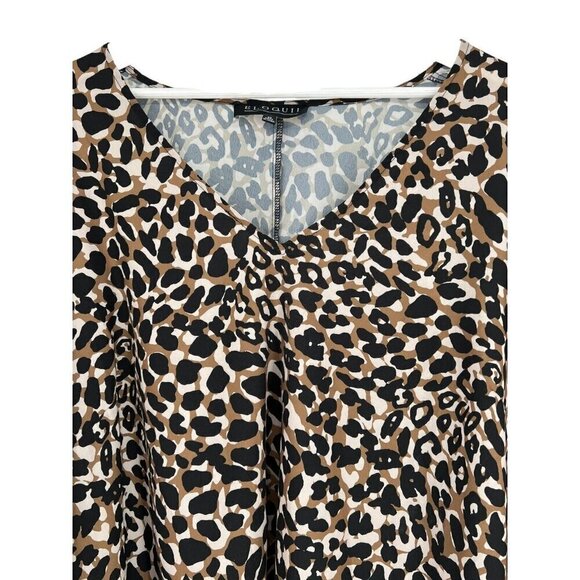 Eloquii Plus Size Blouse Size 20‎ Animal Print Ruched L/S V-Neck Casual Work - Picture 6 of 15